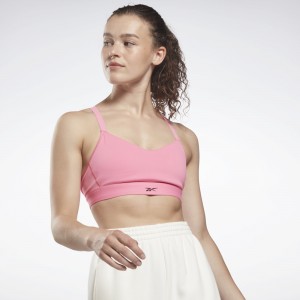 True Pink Reebok Reebok Lux Strappy Sports Bra | 795136JLI