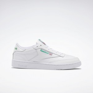 White / Green Reebok Club C 85 Shoes | 143627GHL